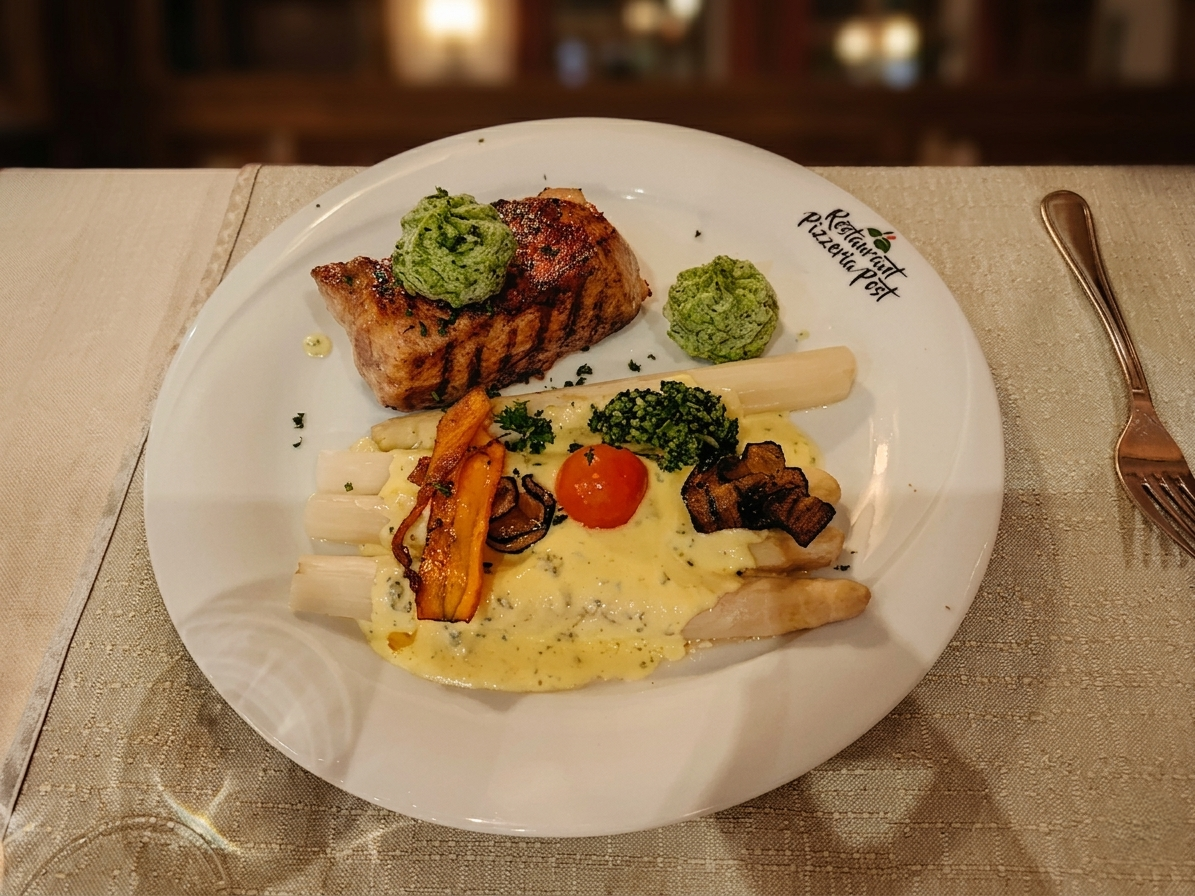 Elegantes Restaurantinterieur der Pizzeria Post in Rheinfelden